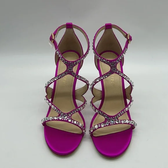 2537- Dee Ocleppo Fiji Strappy Crystal Sandals Pink Size 8 NWT Heels